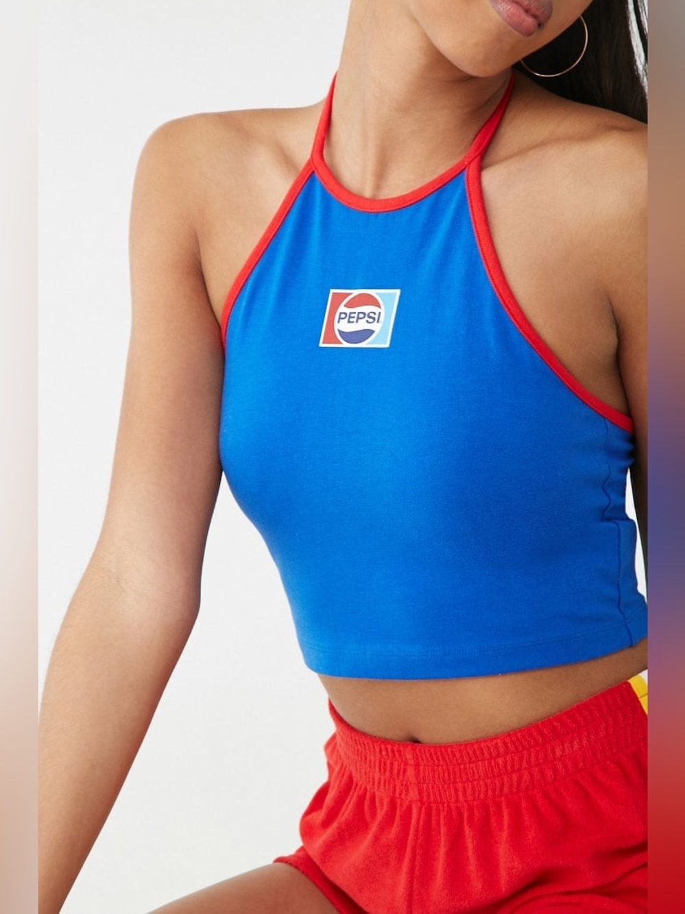 Forever 21 x Pepsi Blue Red Halter Crop Tank Top 2019 Collection Size M